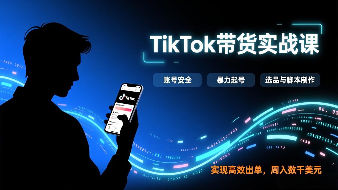 TikTok带货实战课，涵盖账号安全、暴力起号、选品与脚本制作，实现高效出单，周入数千美元-轻创星球网