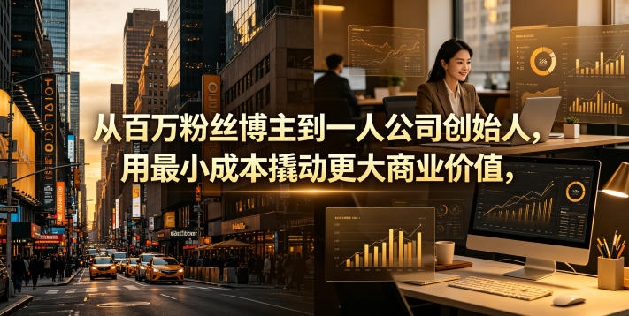 从百万粉丝博主到一人公司创始人，用最小成本撬动更大商业价值-轻创星球网