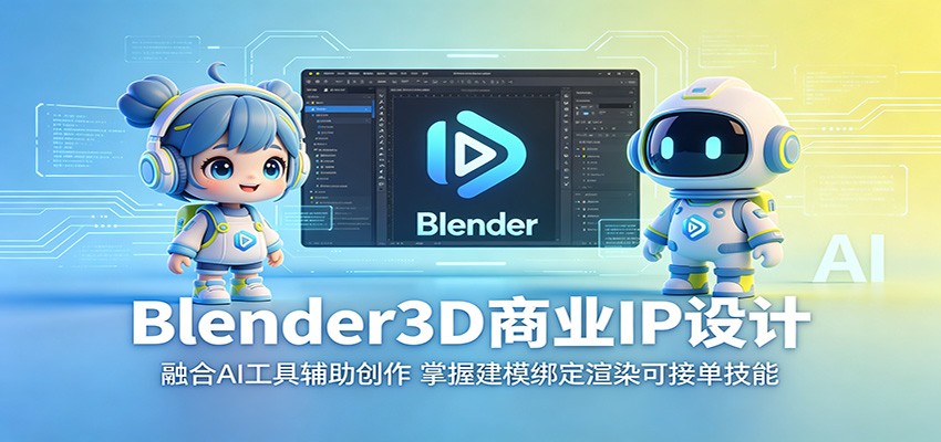 Blender3D商业IP设计：融合AI工具辅助创作，掌握建模绑定渲染可接单技能-轻创星球网