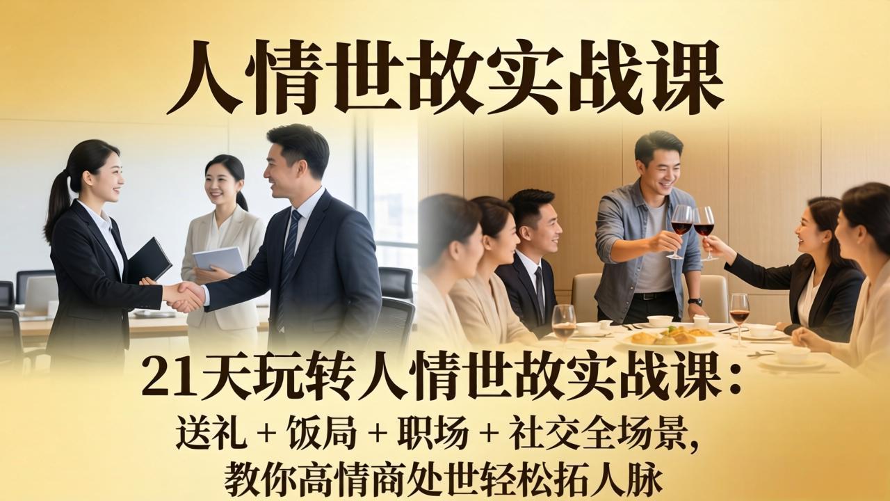 21 天玩转人情世故实战课：送礼 + 饭局 + 职场 + 社交全场景，教你高情商处世轻松拓人脉-轻创星球网