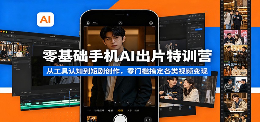 零基础手机AI出片特训营：从工具认知到短剧创作，零门槛搞定各类视频变现-轻创星球网