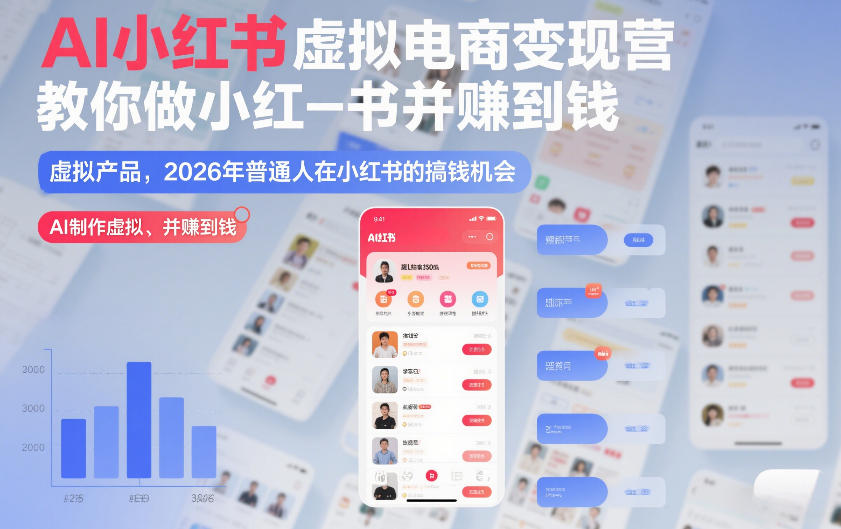 AI小红书虚拟电商变现营，教你做小红书并賺到钱，虚拟产品，2026年普通人在小红书的搞钱机会(更新中)-轻创星球网