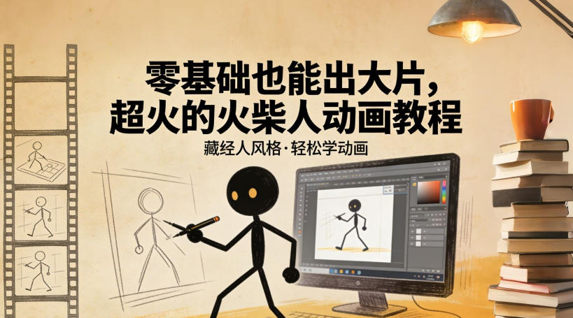 零基础也能出大片，超火的火柴人动画教程(藏经人风格)-轻创星球网