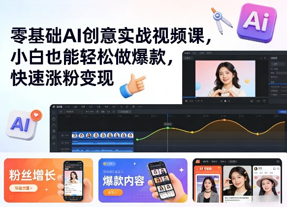 零基础AI创意实战视频课，小白也能轻松做爆款，快速涨粉变现-轻创星球网