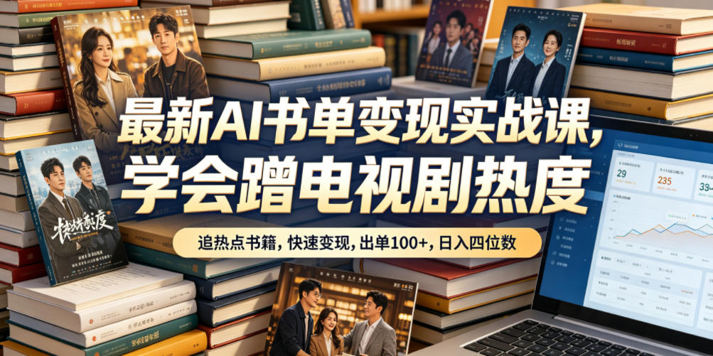 最新AI书单变现实战课，学会蹭电视剧热度，追热点书籍，快速变现，出单100+，日入四位数-轻创星球网