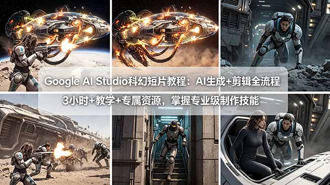 Google AI Studio科幻短片教程：AI生成+剪辑全流程，3小时+教学+专属资源，掌握专业级制作技能-轻创星球网