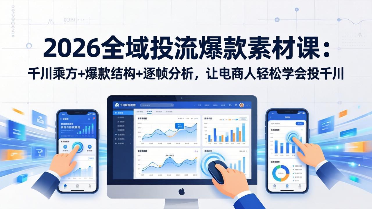 2026全域投流爆款素材课：千川乘方+爆款结构+逐帧分析，让电商人轻松学会投千川-轻创星球网