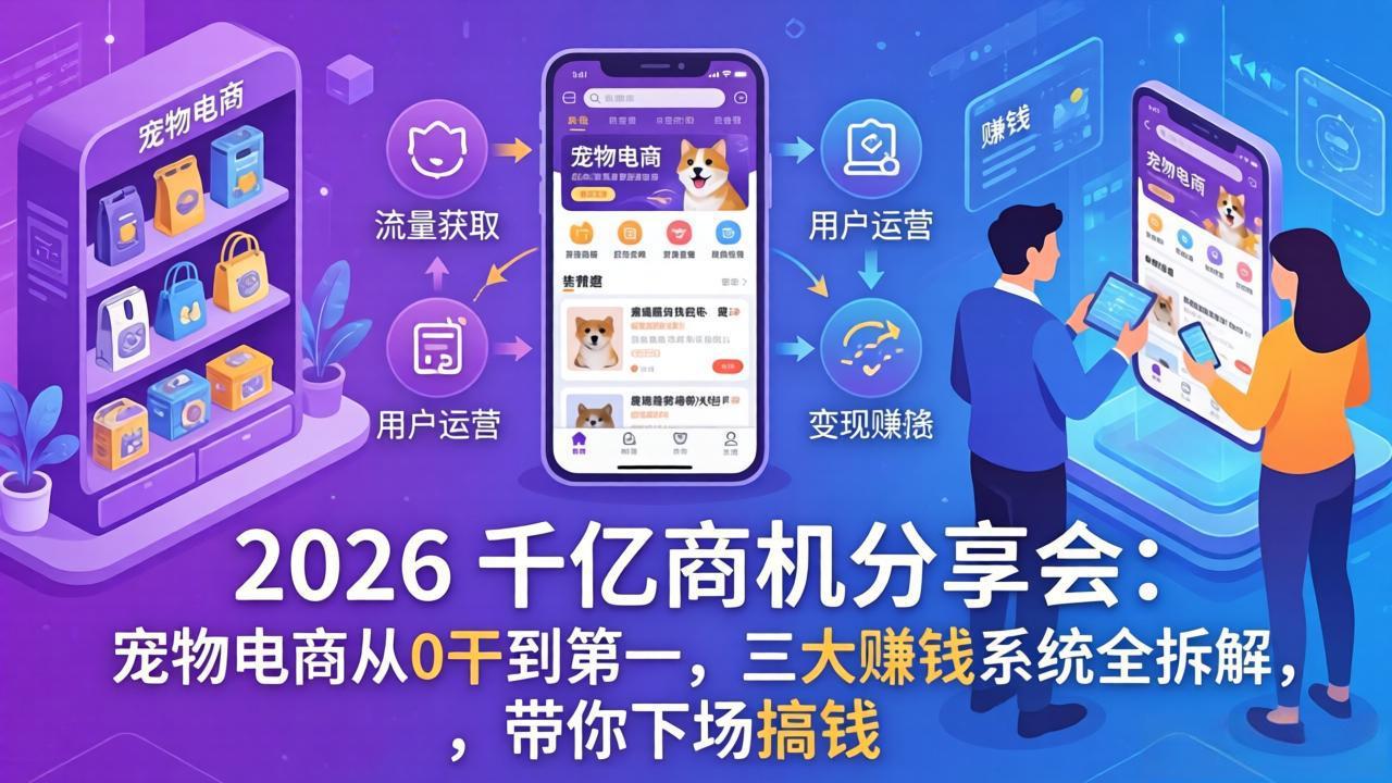 2026 千亿商机分享会：宠物电商从0干到第一，三大赚钱系统全拆解，带你下场搞钱-轻创星球网