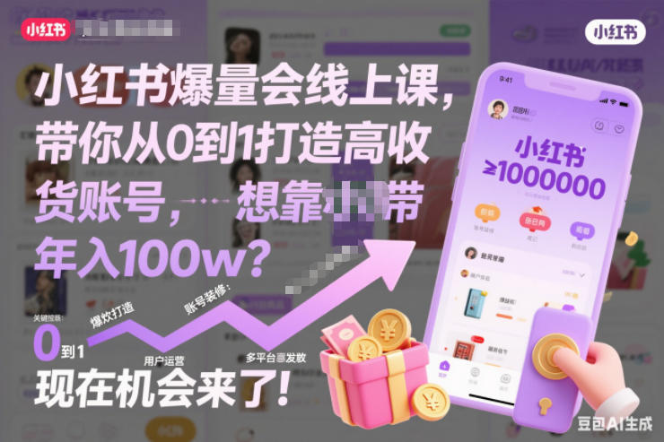 小红书爆量会线上课，带你从0到1打造高收益带货账号，想靠小红书带货年入100w？现在机会来了！(更新)-轻创星球网