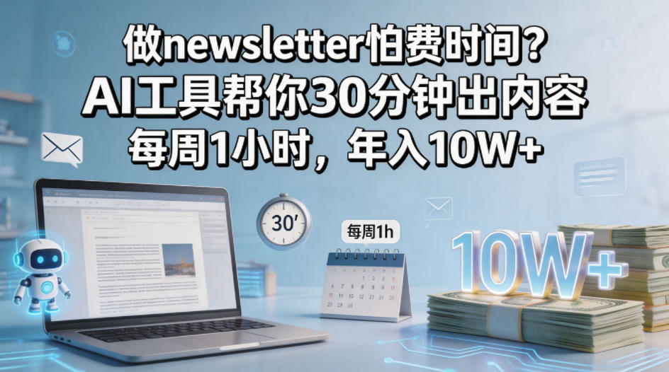 做newsletter怕费时间？AI工具帮你30分钟出内容，每周1小时，年入10W+！【原创双语字幕】-轻创星球网