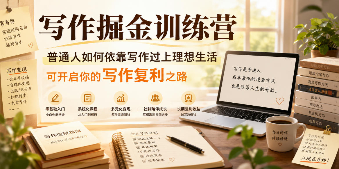 写作掘金训练营，普通人如何依靠写作过上理想生活，可开启你的写作复利之路(更新6月)-轻创星球网