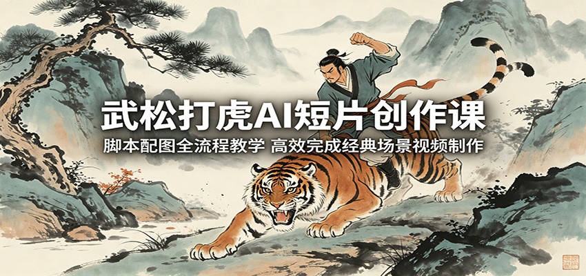武松打虎AI短片创作课：脚本配图全流程教学，高效完成经典场景视频制作-轻创星球网