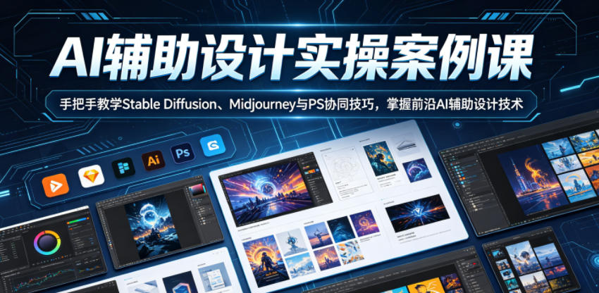 AI辅助设计实操案例课，手把手教学Stable Diffusion、Midjourney与PS协同技巧，掌握前沿AI辅助设计技术-轻创星球网