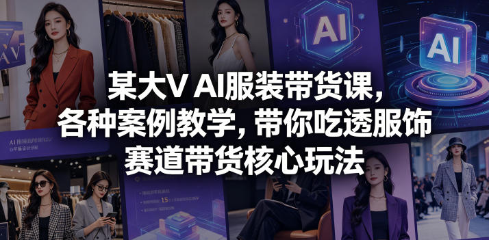 某大V AI服装带货课，各种案例教学，带你吃透服饰赛道带货核心玩法-轻创星球网
