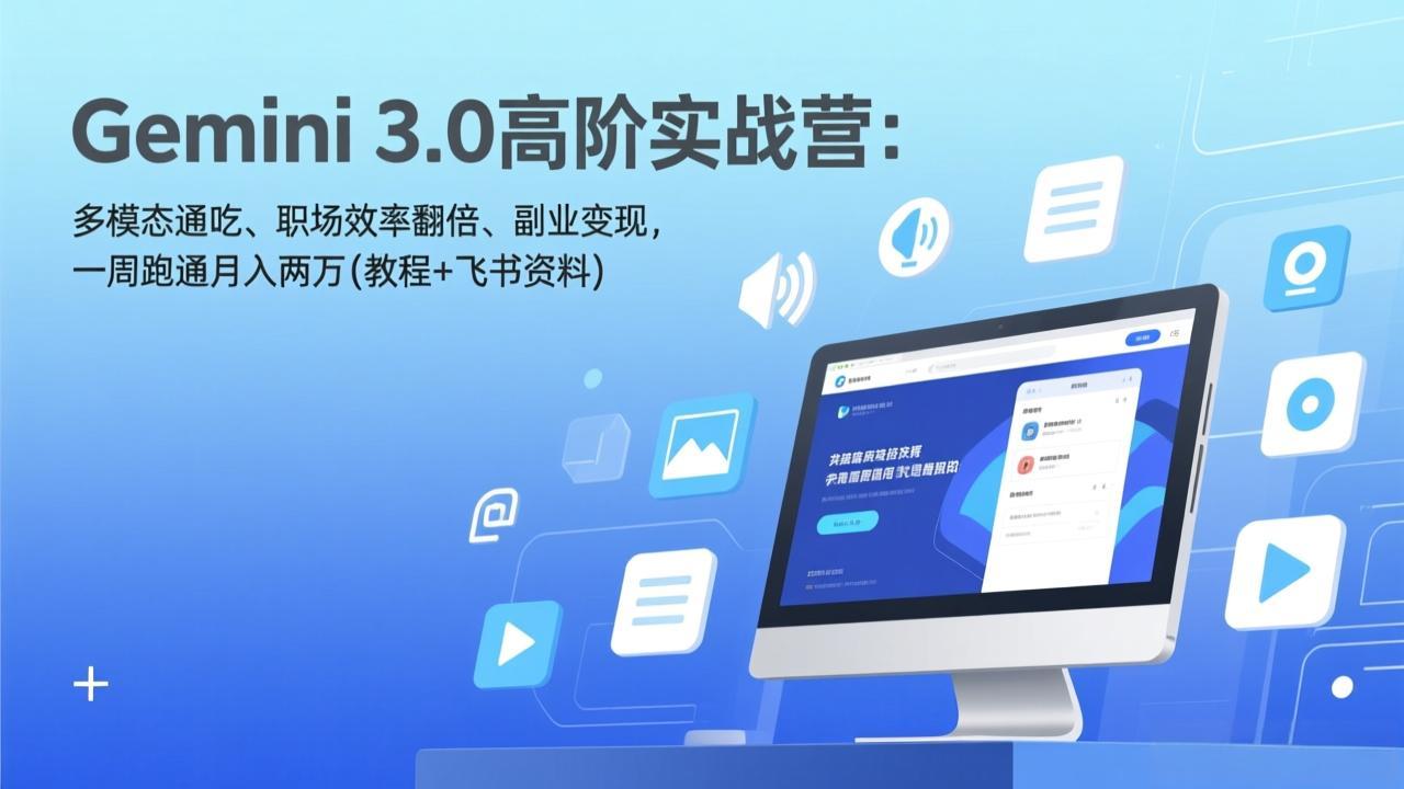 Gemini 3.0高阶实战营：多模态通吃、职场效率翻倍、副业变现，一周跑通月入两万(教程+飞书资料-轻创星球网