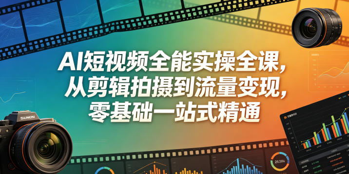 AI短视频全能实操全课，从剪辑拍摄到流量变现，零基础一站式精通-轻创星球网