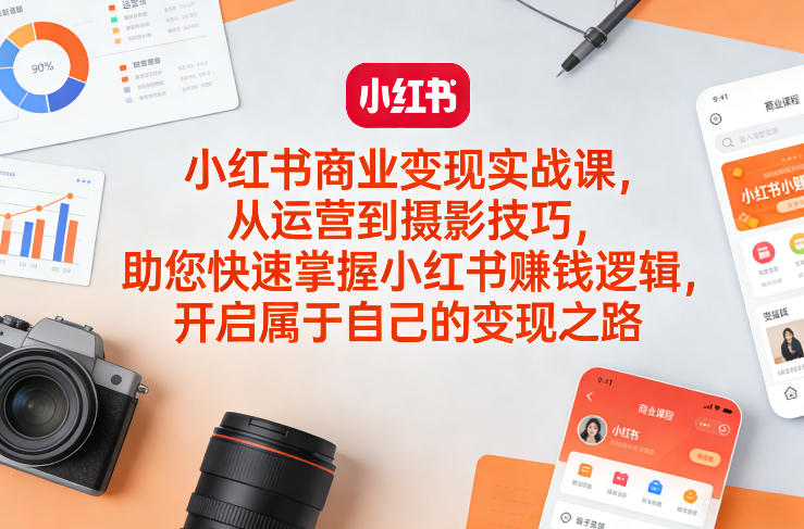 小红书商业变现实战课，从运营到摄影技巧，助您快速掌握小红书賺钱逻辑，开启属于自己的变现之路-轻创星球网