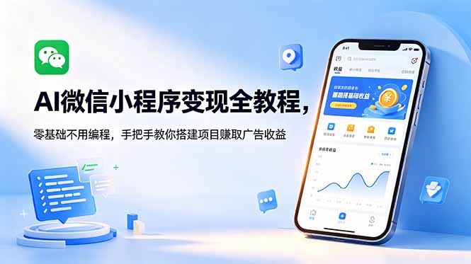 AI微信小程序变现全教程，零基础不用编程，手把手教你搭建项目赚取广告收益-轻创星球网