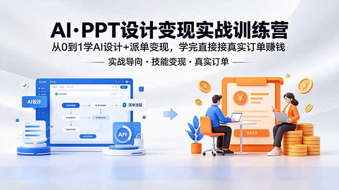 AI·PPT设计变现实战训练营，从0到1学AI设计+派单变现，学完直接接真实订单赚钱-轻创星球网