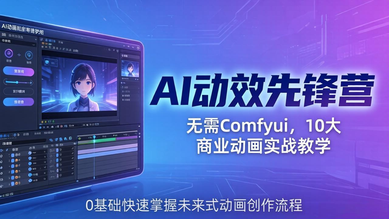 AI 动效先锋营：无需Comfyui，10大商业动画实战教学，0基础快速掌握未来式动画创作流程-轻创星球网