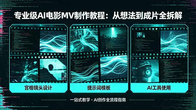 专业级AI电影MV制作教程，从想法到成片全拆解，宫格镜头+提示词模板+AI工具一站式教学-轻创星球网