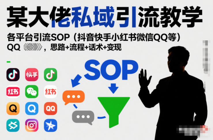 某大佬私域引流教学，各平台引流SOP(抖音快手小红书微信QQ等)，思路+流程+话术+变现-轻创星球网