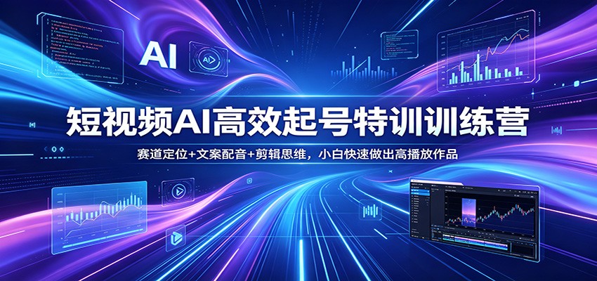 短视频AI高效起号特训训练营：赛道定位+文案配音+剪辑思维，小白快速做出高播放作品-轻创星球网