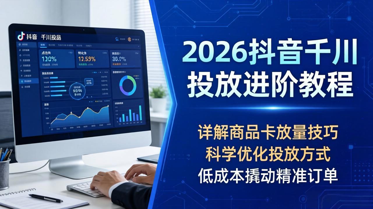 2026抖音千川投放进阶教程，详解商品卡放量技巧，科学优化投放方式，低成本撬动精准订单-轻创星球网