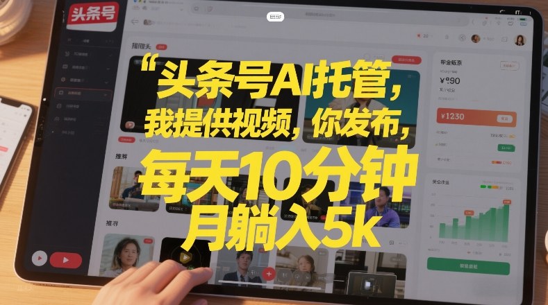 头条号AI托管，我提供视频，你发布，每天10分钟，月躺入5k+【揭秘】-轻创星球网