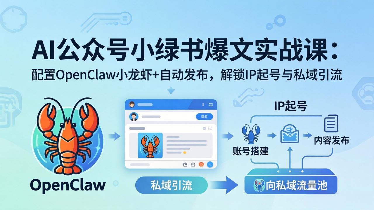 AI公众号小绿书变现实战课：小绿书爆文写作+OpenClaw自动发布，解锁IP起号与私域引流-轻创星球网