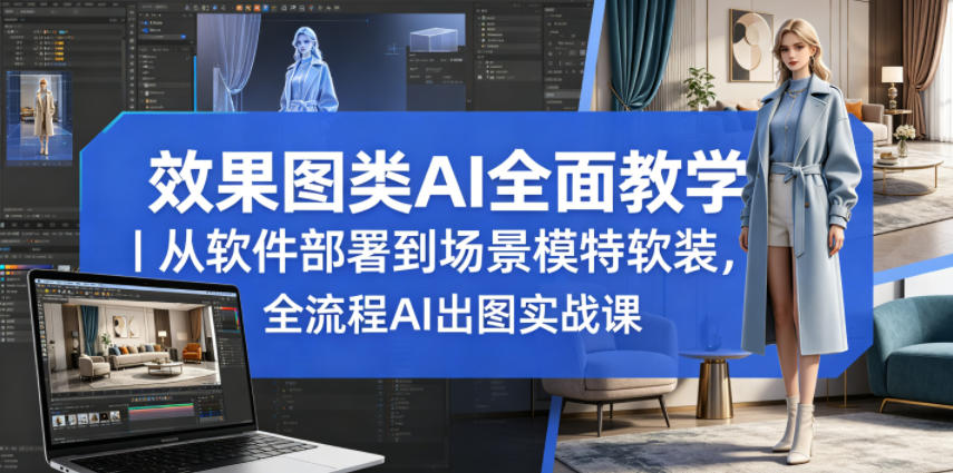效果图类AI全面教学｜从软件部署到场景模特软装，全流程AI出图实战课-轻创星球网