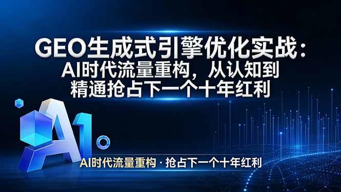GEO 生成式引擎优化实战：AI时代流量重构，从认知到精通抢占下一个十年红利-轻创星球网
