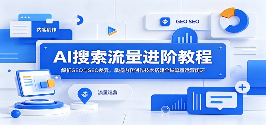AI搜索流量进阶教程：解析GEO与SEO差异，掌握内容创作技术搭建全域流量运营闭环-轻创星球网