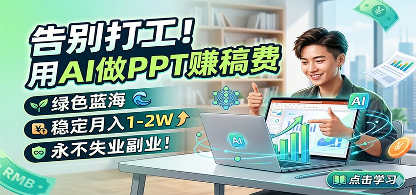 告别打工！用AI做PPT赚稿费，绿色蓝海，稳定月入1-2W，永不失业副业！-轻创星球网