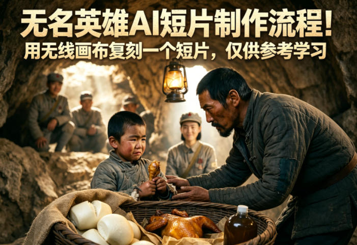 无名英雄AI短片制作流程！用无线画布复刻一个短片，仅供参考学习-轻创星球网