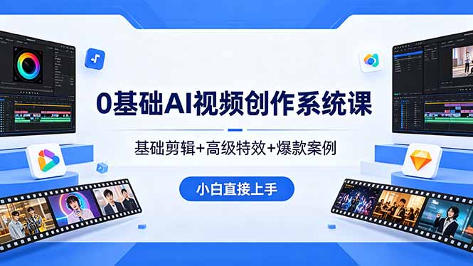 0基础AI视频创作系统课，基础剪辑+高级特效+爆款案例，小白直接上手-轻创星球网