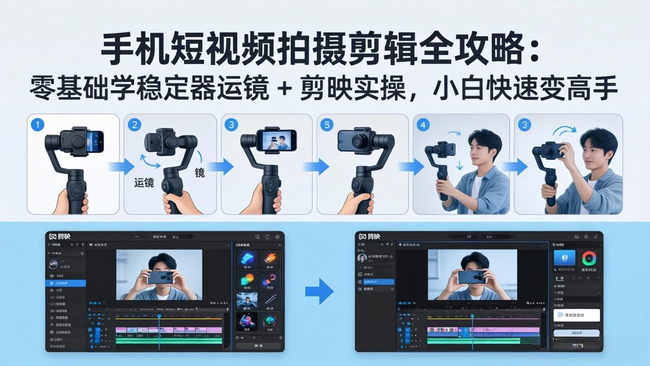 手机短视频拍摄剪辑全攻略：零基础学稳定器运镜 + 剪映实操，小白快速变高手-轻创星球网