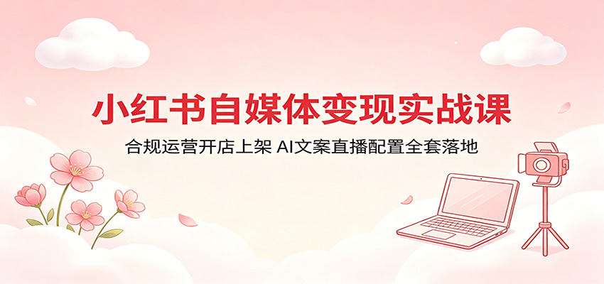 小红书自媒体变现实战课：合规运营开店上架，AI文案直播配置全套落地-轻创星球网