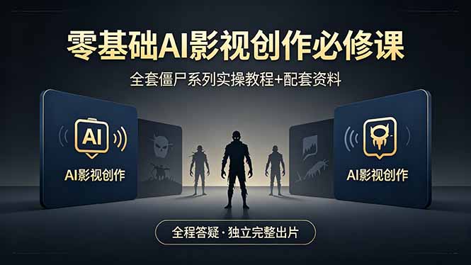 零基础AI影视创作必修课，全套僵尸系列实操教程加配套资料，全程答疑带你独立完整出片-轻创星球网