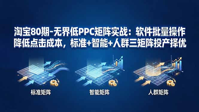 淘宝80期-无界低PPC矩阵实战：软件批量操作降低点击成本，标准+智能+人群三矩阵投产择优-轻创星球网