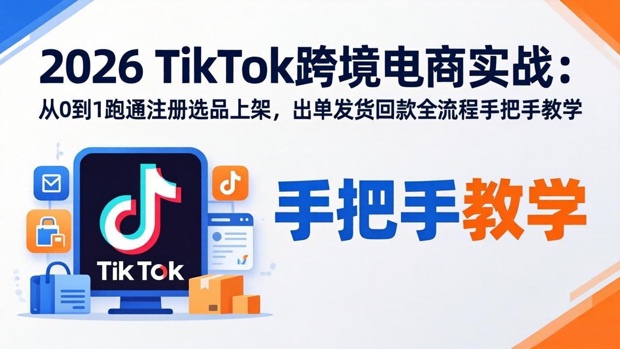 2026TikTok跨境电商实战-更新：从0到1跑通注册选品上架，出单发货回款全流程手把手教学-轻创星球网