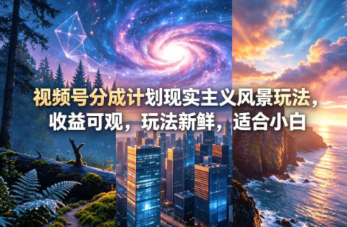 视频号分成计划现实主义风景玩法，收益可观，玩法新鲜，适合小白-轻创星球网