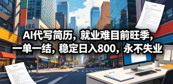 AI代写简历，就业难目前旺季，一单一结，稳定日入800，永不失业-轻创星球网