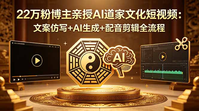 22万粉博主亲授AI道家文化短视频：文案仿写+AI生成+配音剪辑全流程-轻创星球网