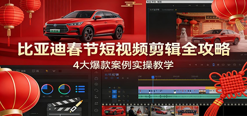 比亚迪春节短视频剪辑全攻略，4大爆款案例实操教学-轻创星球网