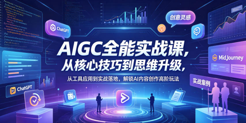 AIGC全能实战课，从核心技巧到思维升级，从工具应用到实战落地，解锁AI内容创作高阶玩法-轻创星球网