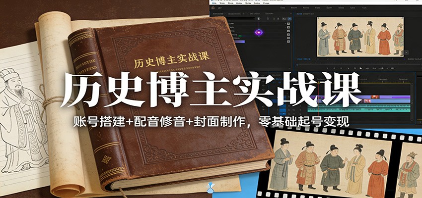 历史博主实战课：账号搭建+配音修音+封面制作，零基础起号变现-轻创星球网