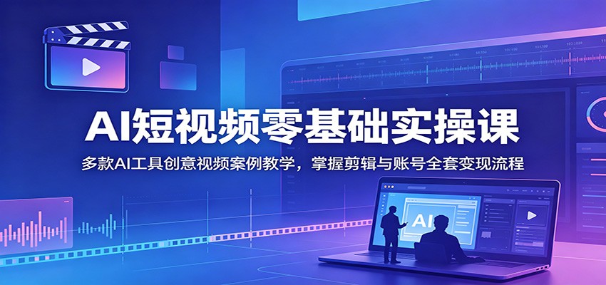 AI短视频零基础实操课：多款AI工具创意视频案例教学，掌握剪辑与账号全套变现流程-轻创星球网
