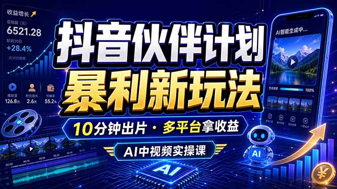 抖音伙伴计划最新玩法，无需配音剪辑，10分钟出一条原创视频，轻松日入三位数-轻创星球网