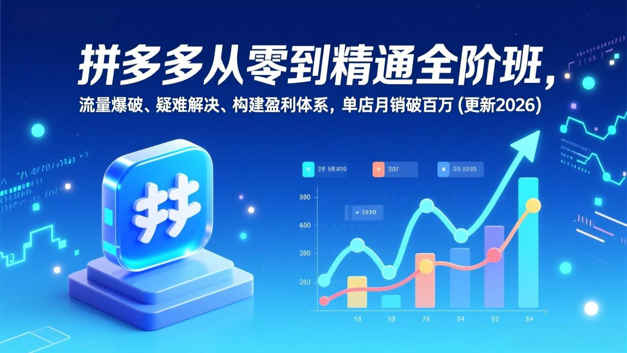 拼多多从零到精通全阶班，流量爆破、疑难解决，构建盈利体系，单店月销破百万(更新2026-轻创星球网